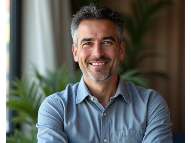 Roberto Sánchez, experto en Mindfulness, en una postura relajada y reflexiva